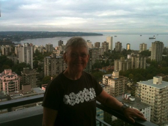 Sandra with a view of the
Vancouver skyline 9/10